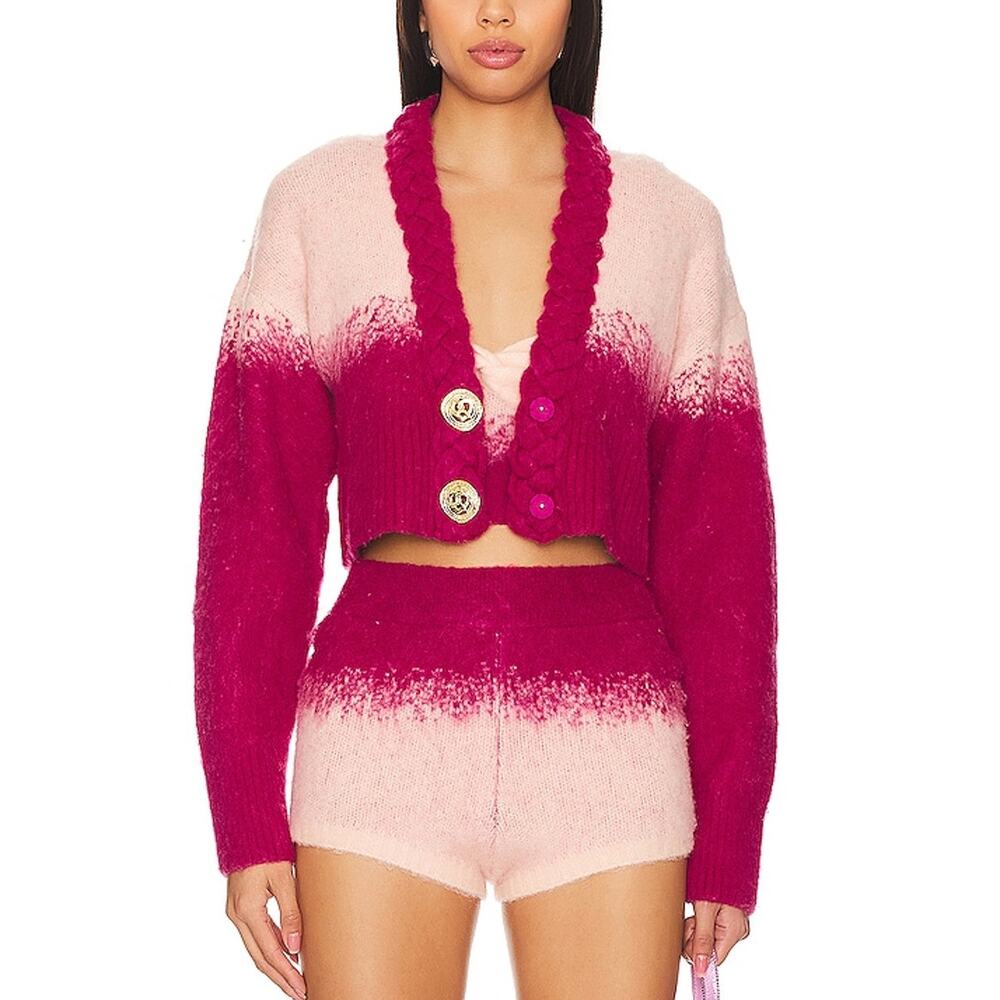 Nana Jacqueline Chic Pink Daphne Diamond Cardigan Size L